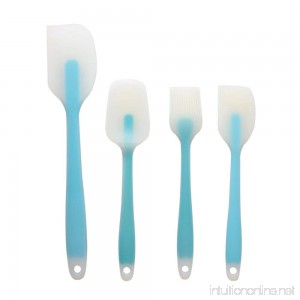 ShengHai Premium Silicone Spatula Brush And Spoon Seamless Design & Baking Utensils Kitchen Can Use For Cooking Baking Scraping or Mixing（Set of 4，Blue） - B07CNMV38L